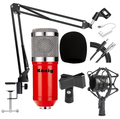 König BM800 Mikrofon + 7.1 Ses Kartı + Stand + Shockmount + Sünger + Kablo Kayıt Paketi - 4