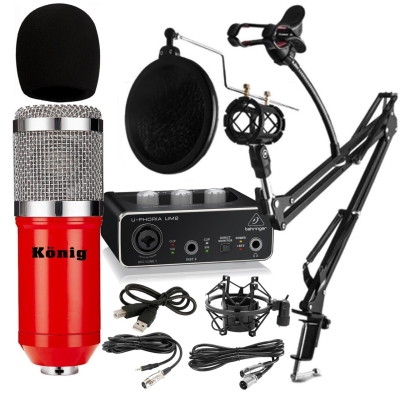 König BM800 Mikrofon + Behringer UM2 Ses Kartı + Pop Filtreli Sehpa - Yayıncı Paketi - 1