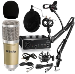 König BM800 Mikrofon + Behringer UM2 Ses Kartı + Pop Filtreli Sehpa - Yayıncı Paketi - 4
