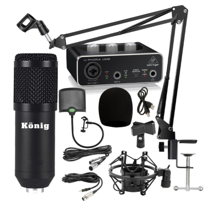 König BM800 Mikrofon + Behringer UM2 Ses Kartı + Sehpa - Yayıncı Paketi - 1