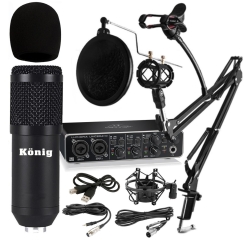 König BM800 Mikrofon + Behringer UMC204HD Ses Kartı + Pop Filtreli Sehpa - Yayıncı Paketi - 1