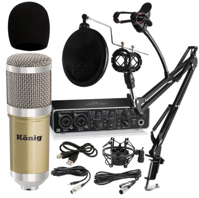 König BM800 Mikrofon + Behringer UMC204HD Ses Kartı + Pop Filtreli Sehpa - Yayıncı Paketi - 2