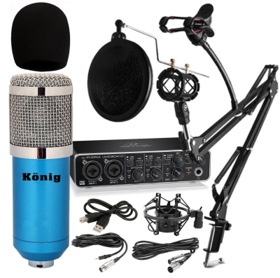 König BM800 Mikrofon + Behringer UMC204HD Ses Kartı + Pop Filtreli Sehpa - Yayıncı Paketi - 3