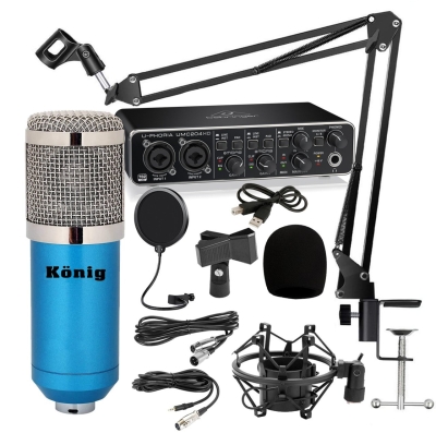 König BM800 Mikrofon + Behringer UMC204HD Ses Kartı + Sehpa - Yayıncı Paketi - 1