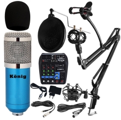 König BM800 Mikrofon + K200 Ses Kart Mikser + Pop Filtreli Sehpa - Yayıncı Paket - 3