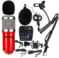König BM800 Mikrofon + K200 Ses Kart Mikser + Pop Filtreli Sehpa - Yayıncı Paket - 4