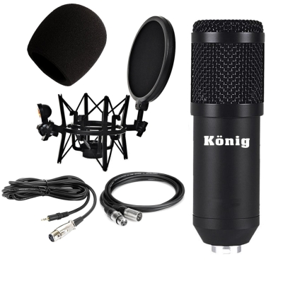 König BM800 Mikrofon + Pop Filtreli Shock Mount + Kablo Stüdyo Seti - 1