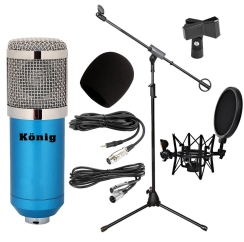 König BM800 Mikrofon + Pop Filtreli Shock Mount + Mikrofon Standı + Kablo Stüdyo Seti - 3