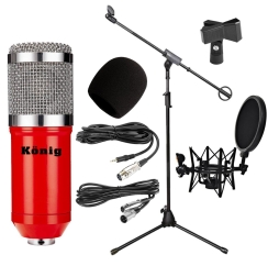 König BM800 Mikrofon + Pop Filtreli Shock Mount + Mikrofon Standı + Kablo Stüdyo Seti - 4