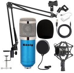 König BM800 Mikrofon + Ses Kartı + Stand + Filtre + Shockmount + Sünger Twitch Yayıncı Paketi - 2