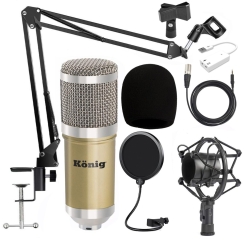 König BM800 Mikrofon + Ses Kartı + Stand + Filtre + Shockmount + Sünger Twitch Yayıncı Paketi - 3