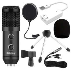 König K-CM 300USB Condenser Mikrofon + Pop Filtre + 7.1 Ses Kartı Paket - König