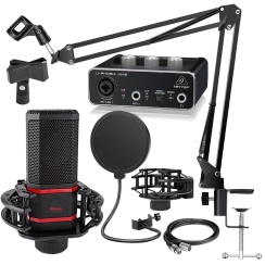 König K-CM 620 Pro Condenser Mikrofon + Behringer UM2 Ses Kartı Stüdyo Paketi - König