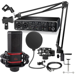 König K-CM 620 Pro Condenser Mikrofon + Behringer UMC204HD Ses Kartı Stüdyo Paketi - König