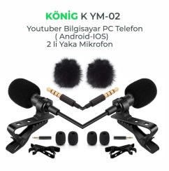 König K-YM02 İkili Üst Seviye Youtuber Yaka Mikrofonu PC ve Telefon - 3