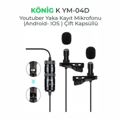 König K-YM04D İkili Youtuber Yaka Mikrofonu Telefon Pc Kamera (ios-android) - 2