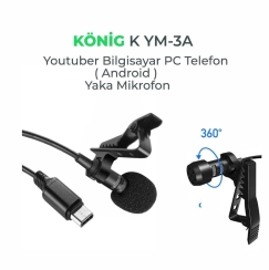 König K-YM3A Type-C Youtuber Bilgisayar Android Yaka Mikrofonu - 2