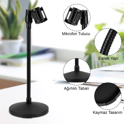 Larkin DS300 Spiralli Ağırlıklı Masa Üstü Kürsü Mikrofon Standı - 2