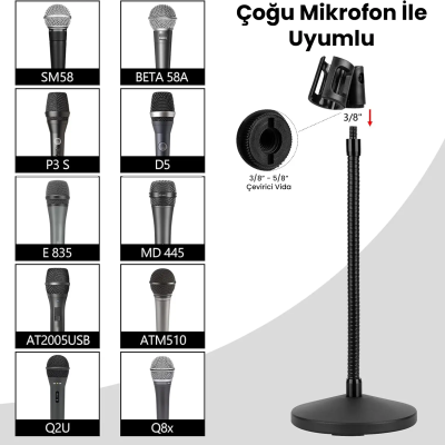 Larkin DS300 Spiralli Ağırlıklı Masa Üstü Kürsü Mikrofon Standı - 4