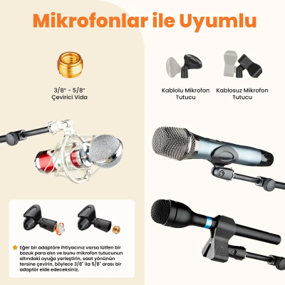 Larkin MS1337 Premium Mikrofon Standı - Taşıma Çantalı - 6