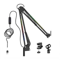 Larkin NB39 RGB Demir Masa Üstü Yayıncı Mikrofon Standı (Boom Arm) - 1