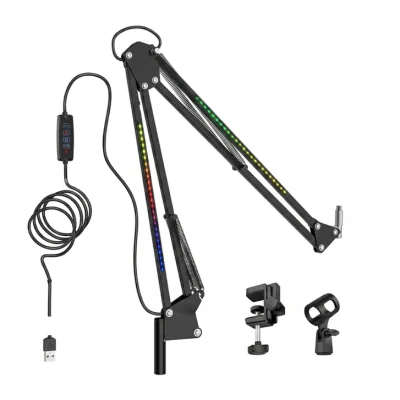 Larkin NB39 RGB Demir Masa Üstü Yayıncı Mikrofon Standı (Boom Arm) - 1
