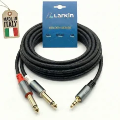 Larkin Premium Çift 6.35mm Mono - 3.5mm Stereo %100 Bakır OFC Profesyonel Kablo - Larkin