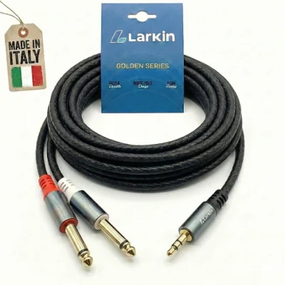 Larkin Premium Çift 6.35mm Mono - 3.5mm Stereo %100 Bakır OFC Profesyonel Kablo - 1