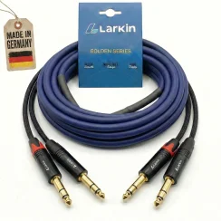 Larkin Profesyonel Çift 6.35mm TRS - TRS Stereo Ses Kablosu (OFC, Made in Germany) - 3 Metre - Larkin