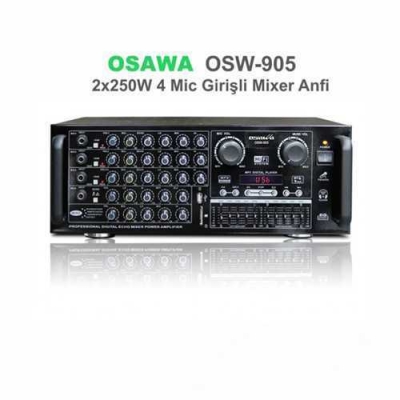 Osawa OSW-905 2x250 Watt USB-SD Bluetooth Stereo Mikser Anfi Cami,İş Yeri ve Ev Amfisi - 1