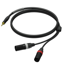 Procab Neutrik PRA712/3 - 3.5mm Jack - Çift XLR Erkek 3 Metre Amfi Kablosu - Procab