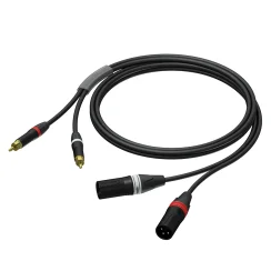 PROCAB PRA701 Prime Serisi 2 x XLR Erkek - 2 x RCA Çift Profesyonel Kablo (3 Metre) - Procab