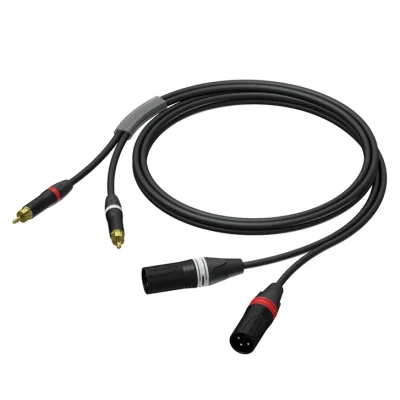 PROCAB PRA701 Prime Serisi 2 x XLR Erkek - 2 x RCA Çift Profesyonel Kablo (3 Metre) - 1