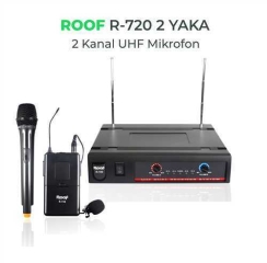 Roof R-720 E-Y UHF DİGİTAL ÇİFT KANAL EL - YAKA MİKROFON - Roof