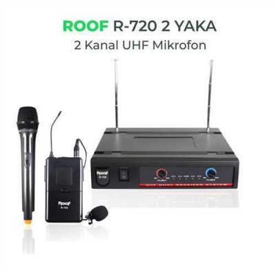 Roof R-720 E-Y UHF DİGİTAL ÇİFT KANAL EL - YAKA MİKROFON - 1