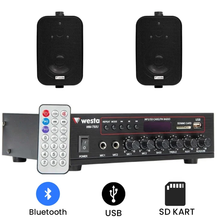 Westa 2'li Sütun Tipi Hoparlör Ses Sistemi Paketi (WS-302T)