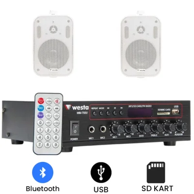 Westa 2'li Sütun Hoparlör Ses Sistemi Paketi (WM-750U Amfi + 2x WS-302T) - 2