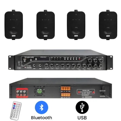 Westa 4'lü Sütun Ses Sistemi Paketi (3 Bölgeli WM-2080U Amfi + 4x WS-302T) - 1