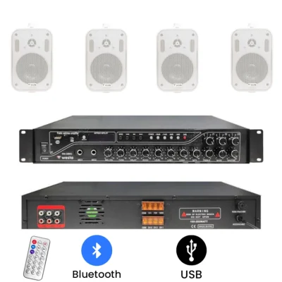 Westa 4'lü Sütun Ses Sistemi Paketi (3 Bölgeli WM-2080U Amfi + 4x WS-302T) - 2