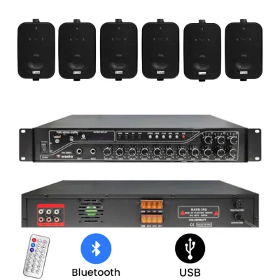 Westa 6'lı Sütun Ses Sistemi Paketi (3 Bölgeli WM-2080U Amfi + 6x WS-302T) - 1
