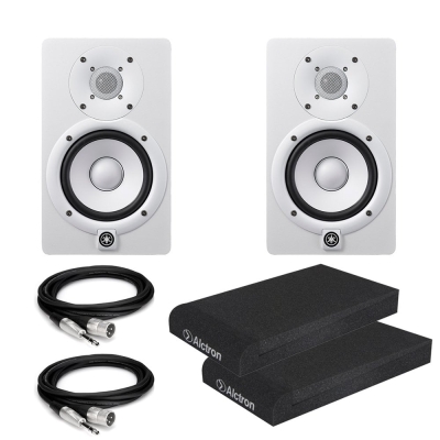 Yamaha HS5 Beyaz Referans Hoparlör + Hoparlör Süngeri + Ses Kartı Bağlantı Kablosu Paketi (ÇİFT) - 1